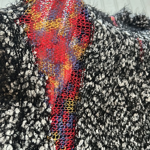 Oversized Boxy Knit Art To Wear Mixed Media Eyelash Fringe Sweater Top One Size - Picture 8 of 15